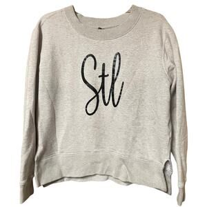 STL Graphic Crewneck Sweatshirt Oatmeal Size Large Modern Casual